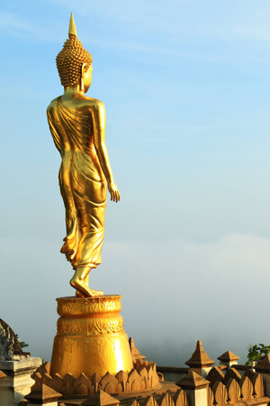 morning buddha in nan province of Thailandの写真素材