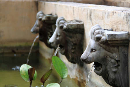 three head lion fountain の写真素材