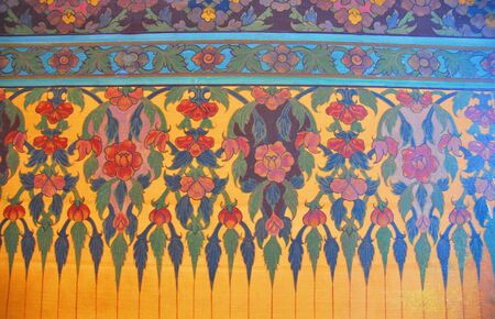 Thai Ancient Art Painting on Church Door  in Thailandの写真素材