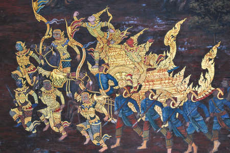 Thai Ancient Art at watphrakaewtemple in Thailand のeditorial素材