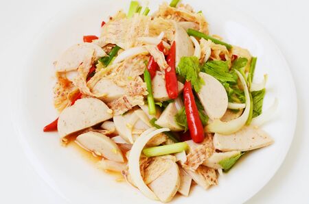 Fermented pork in spicy sauce saladの写真素材