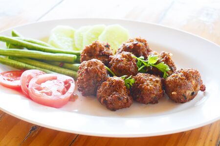 Deep fried spicy minced porkの写真素材