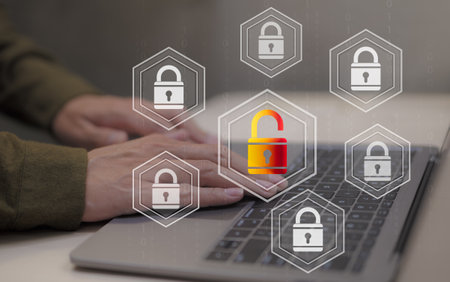 Cybersecurity and information protection identity concept, hacker attack and data breach, private...