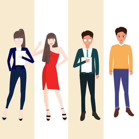 Business people standing and holding papers. Vector illustration in flat style.の写真素材