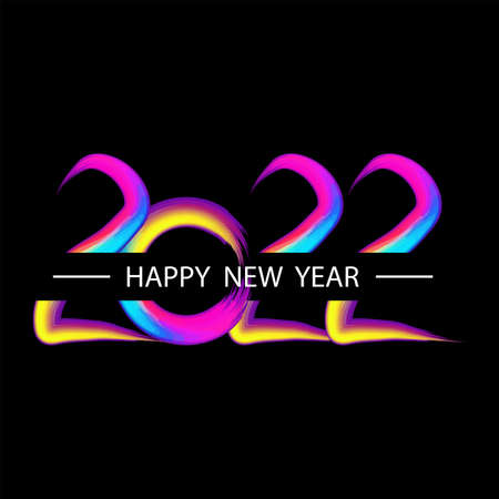 Happy New Year 2022 text design,Brochure design template, card, banner,のイラスト素材