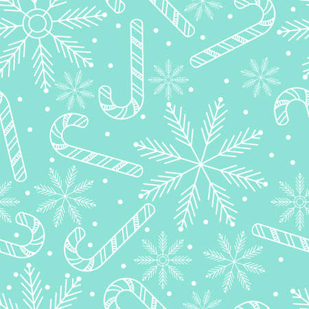 Christmas Seamless Pattern with New Year , Snow and Stars. Happy Winter Holiday Wallpaper with Nature Decor elements,のイラスト素材