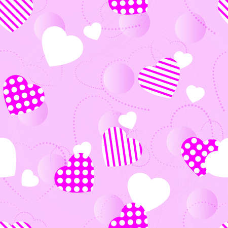 Hearts illustration seamless vector pattern,Valentines day color heart illustration background,のイラスト素材