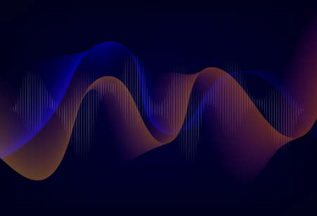 Abstract wave element for design, Digital frequency track equalizer, Stylized line art background,...
