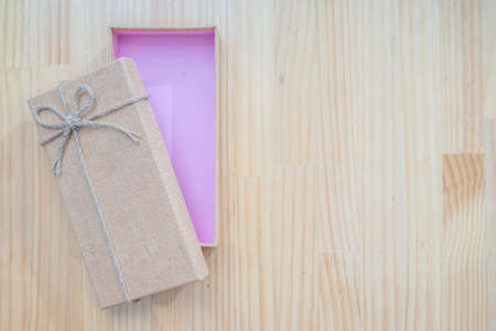 Open the gift box with brown.の写真素材