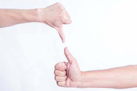 man hand on white backgroundの写真素材