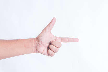 man hand on white backgroundの写真素材
