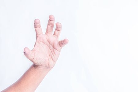 man hand on white backgroundの写真素材