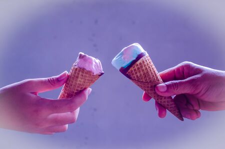Ice cream in hands cute little girl