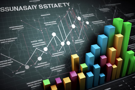 Business market financial charts and graphs 3d renderの写真素材