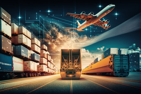 World -class businesses of trains transportation containers for logistics concepts, trucks, transportation, transportation, rail transport and marine transportation.の写真素材