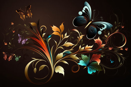 Beautiful butterflies fluttering and on the branches of the trees.The nature of the art is elegant.の写真素材