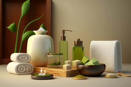 Oil spa set with essential oils. Roll cloth ready for spa.の写真素材
