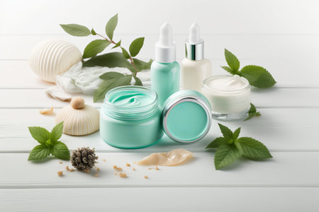 Essential oil spa set on the tableの写真素材