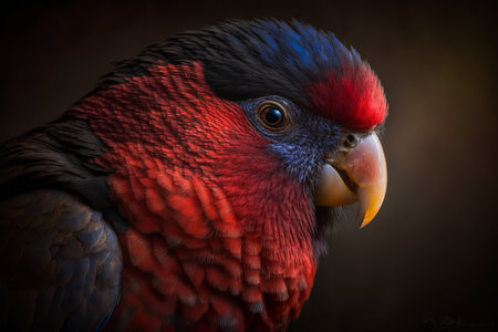 Dusky Lory on a branch natural lightingの写真素材