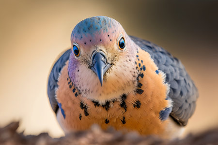 Pigeon perched on a branch in the forestの写真素材