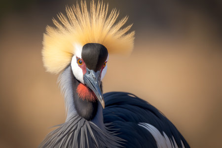 Grey crowned crane portrait - national symbol of Ugandaの写真素材