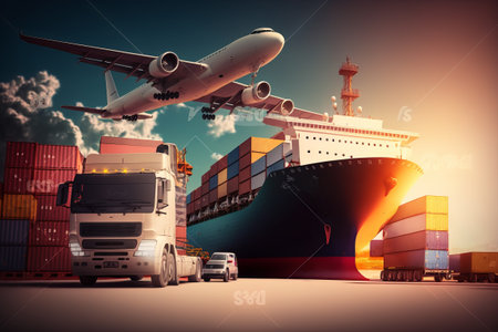 World -class businesses of trains transportation containers for logistics concepts, trucks, transportation, transportation, rail transport and marine transportation.の写真素材
