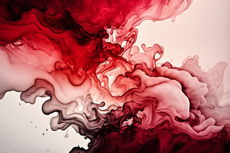 White and red alcohol ink pattern translucent background fluid artの写真素材
