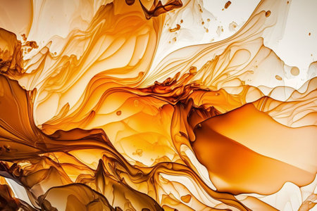 White and orange alcohol ink pattern, translucent background, fluid art, modern translucent background.の写真素材