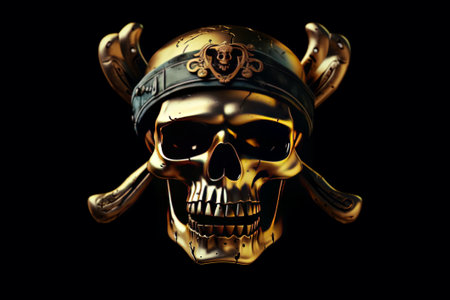 Pirate skull illustration style logoの写真素材