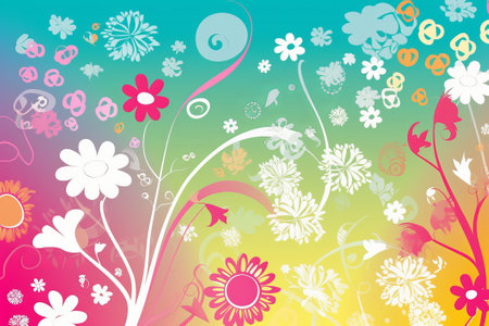 Seamless pattern with pink, orange and yellow flowers. Illustrationの素材