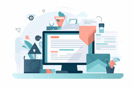 computer technology and communication e-mail messaging illustrationの写真素材