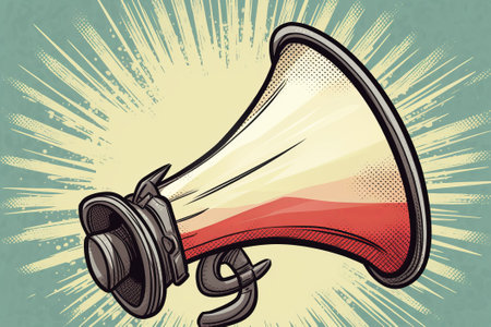 megaphone icon drawing llustration imageの写真素材