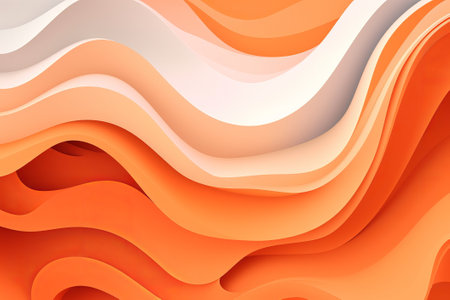 Abstract orange white paper cut wavy fluid background illustrationの写真素材