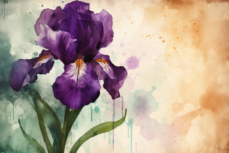Watercolor painting of purple orchids. illustration from generative aiの写真素材