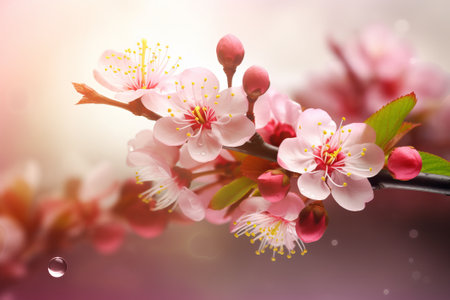 Red flowers of spring in the garden from generative aiの写真素材