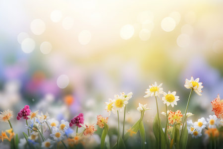 spring flower background on white background illustrationの写真素材
