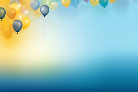 yellow blue balloons illustration from generative aiの写真素材