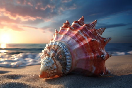 Arealistic conch shell with lots of color and textur illustration from generative aiの写真素材