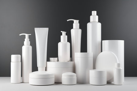 realistic blank label skin care products with black illustration from generative aiの写真素材