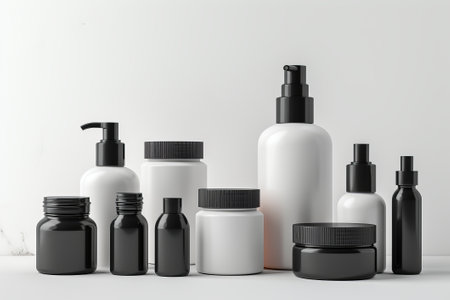 realistic blank label skin care products with black illustration from generative aiの写真素材