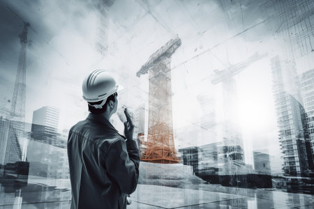 Contractors and Building Construction illustration from generative aiの写真素材