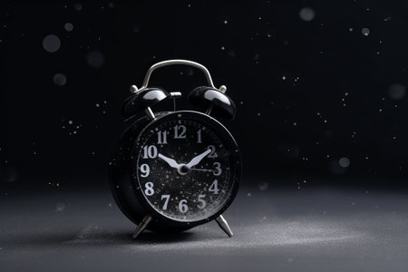 black clock on black background illustration from generative aiの写真素材