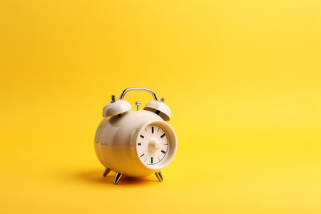 white clock on yellow background. illustration from generative aiの写真素材