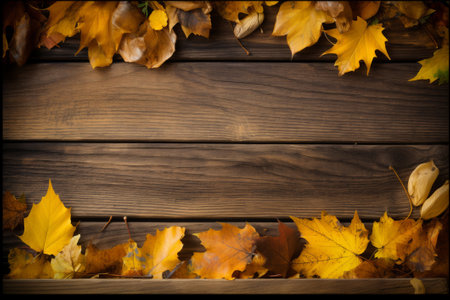 Autumn yellow leaves frame illustration from generative aiの写真素材