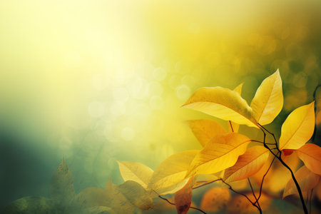 autumn nature abstract background with yellow leaves illustration from generative aiの写真素材