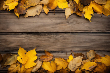 Autumn yellow leaves frame illustration from generative aiの写真素材