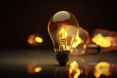 3d render light bulb glowing illustration from generative ai