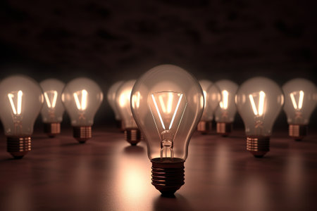 3d render light bulb glowing illustration from generative aiの写真素材