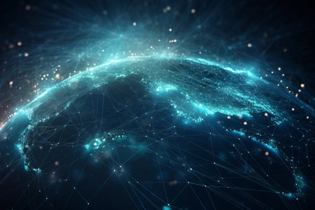 globalization in digital information network illustration from generative aiの写真素材