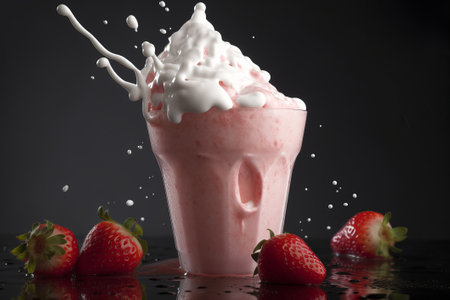 Delicious pink smoothie strawberry smoothie illustration from generative aiの写真素材